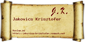 Jakovics Krisztofer névjegykártya